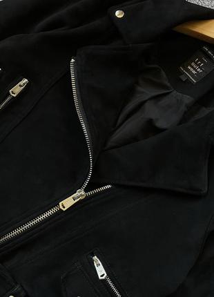 Шикарная куртка косуха zara зара черная с поясом замшевая в качестве нового размера s m 44 464 фото