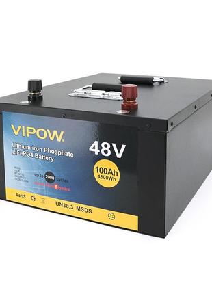 Акумуляторна батарея vipow lifepo4 51,2v 100ah з вбудованою вм...