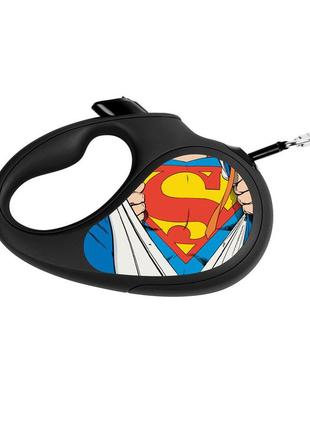 Поводок-рулетка для собак waudog r-leash, рисунок "супермен герой", xs, до 12 кг, 3 м, светоотражающая лента
