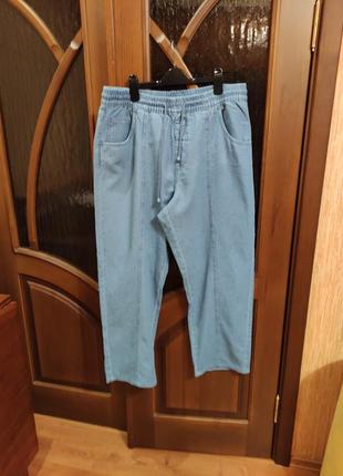 Летние широкие джинсы прямого силуэта р.52-54/5 фото
