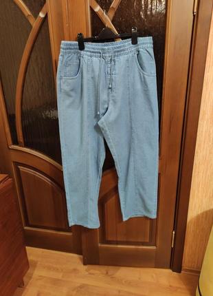 Летние широкие джинсы прямого силуэта р.52-54/4 фото