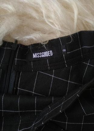 Крутая школьная мини юбка в клетку полу солнце черная missguided4 фото