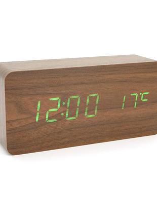 Електронний годинник vst-862 wooden (brown), з датчиком темпер...