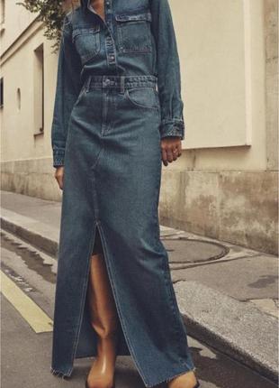 Длинная джинсовая юбка zara