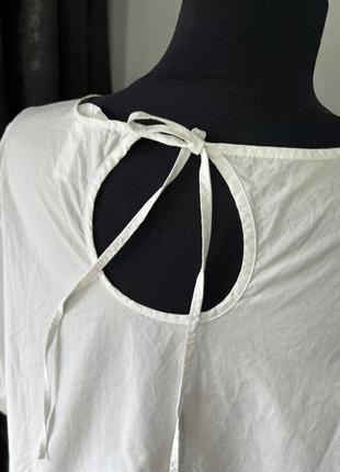 Белая хлопковая блуза с объемными рукавами h&amp;m размер l4 фото
