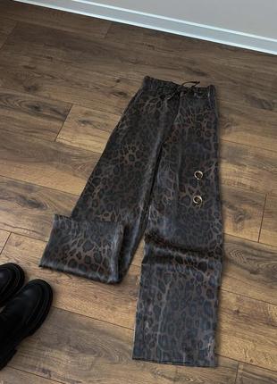 Штани брюки кльош палаццо в лео принт леопардові брюки1 фото