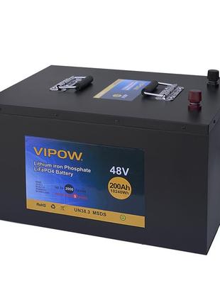 Акумуляторна батарея vipow lifepo4 51,2v 200ah з вбудованою вм...