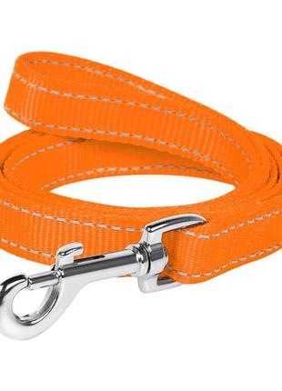 Поводок dog extreme нейлоновый двойной (ширина 14мм, длина 122см) оранжевый2 фото