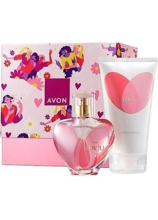 Жіночий парфумерно-косметичний набір avon lov u в подарунковій упаковці1 фото