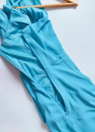 Женское голубое платье миди без рукавов приталенное на молнии-неведомцы сбоку от бренда express4 фото