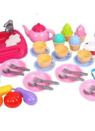 Детский игровой набор "кухня с набором посуды" 66 предметов (102211)