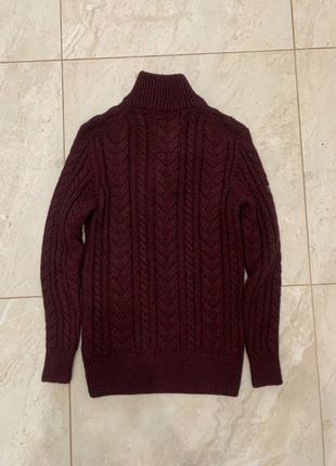 Вязаный свитер superdry бордовый джемпер свитшот на замок2 фото