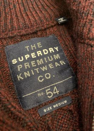 Вязаный свитер superdry бордовый джемпер свитшот на замок6 фото