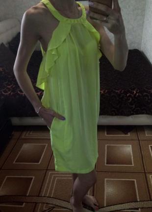 Дуже яскраве круте плаття сарафан h&m conscious collectoin лимонного кольору