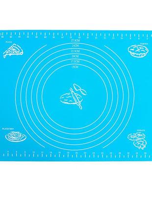 Силіконовий килимок для розкочування тіста 30х40 см блакитний,...4 фото
