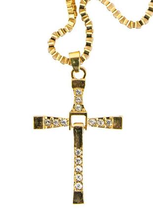 Хрест домініка торетто з ланцюжком золотий, хрестик вин дизеля...1 фото