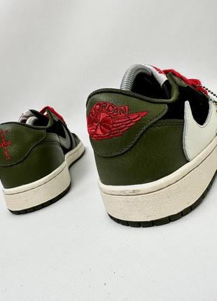 Чоловічі кросівки зелені з чорним jordan 1 low x travis scott cactus jack6 фото