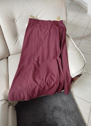 Винтажная юбка трендового бордового цвета5 фото