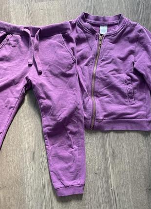 Спорт костюм штани та кофта на блискавці фіолетові р 98-104 3-4 роки1 фото