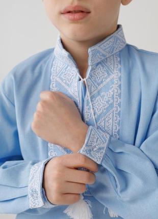 Рубашка вышиванка для мальчика лен, размеры 98-1281 фото