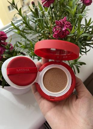 Тональний кушон missha velvet finish cushion spf50+/pa+++⭐️7 фото