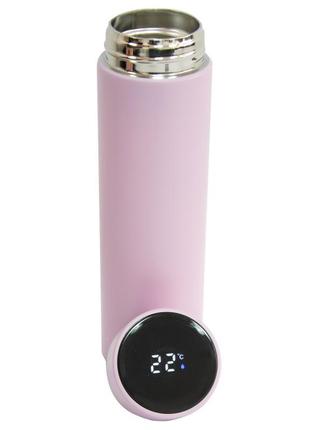 Металевий термос з датчиком температури led дисплеєм - рожевий...3 фото