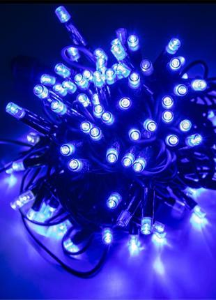 Вулична гірлянда на будинок xmas led 100l 3.3b синя 10м новорі...