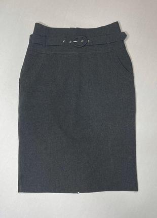 Классическая серая юбка карандаш на подкладке c высокой посадкой atmosphere1 фото