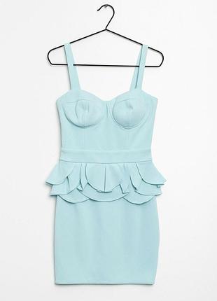 Сукня з баскою бюстьє колір тіфанні коротка
