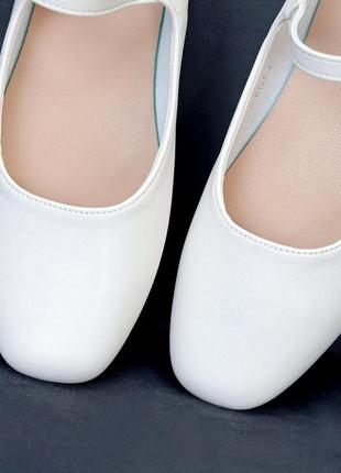 Жіночі балетки  туфлі мері джейн білі ( молочні)4 фото