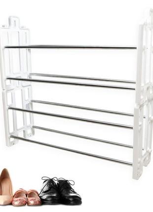 Полиця для взуття на 4 яруси "shoe rack" біла, етажерка підста...