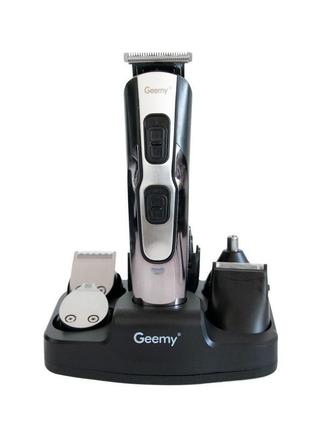 Машинка для стрижки акумуляторна 10в1 "geemy gm-592" чорний/ср...7 фото