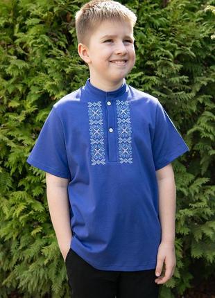 Вишиванка 110-164 см білий, синій, сірий