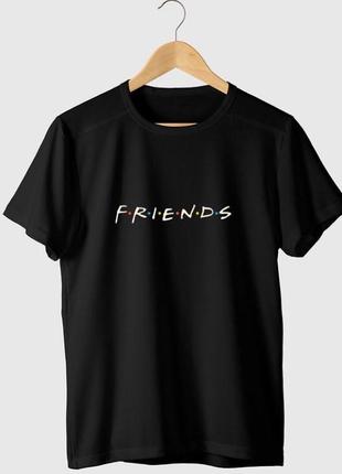 Чорна футболка friends з написом на спині