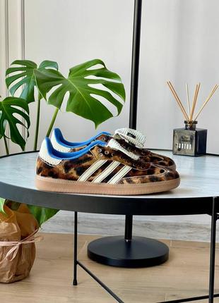 Жіночі кросівки леопардові adidas samba pony wales bonner leopard