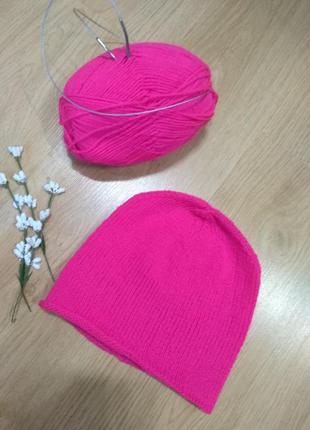 (різні кольори) яскраво-рожева класична шапка біні акрил