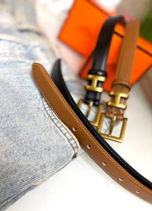 Шкіряний пояс пасок 3 см кемел в стилі hermes