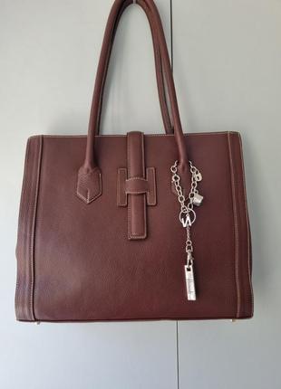 Сумка тоут, кожаная сумка италия, офисная сумка, коричневая сумка2 фото