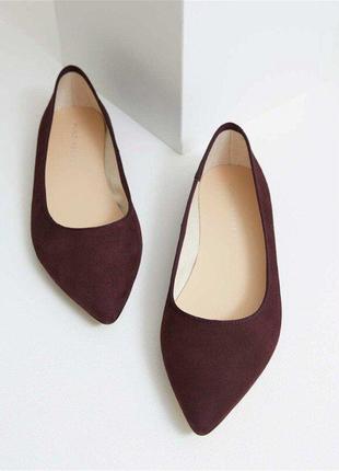 Непревзойденные замшевые туфли бордового цвета mint velvet made in spain1 фото