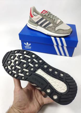 Кеди  чоловічі adidas zx 500rm (сіро-біло-червоні)2 фото