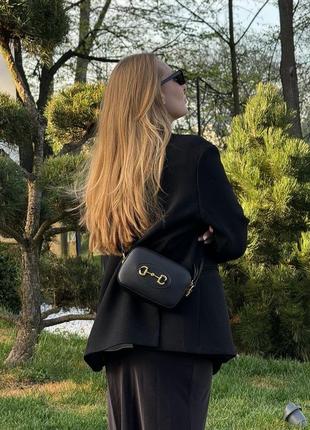 Шикарная молодежная сумка кросс боди черная  gucci брендована, фирменная в комплектации из кожи8 фото