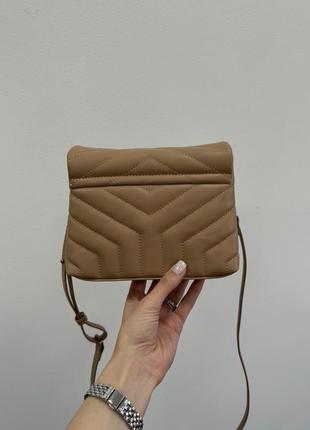 Стильна сумочка saint laurent фірмова шкіряна сумка в коричневому кольорі на плечі весь комплект топ подарунок лоран5 фото