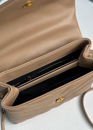 Стильна сумочка saint laurent фірмова шкіряна сумка в коричневому кольорі на плечі весь комплект топ подарунок лоран4 фото
