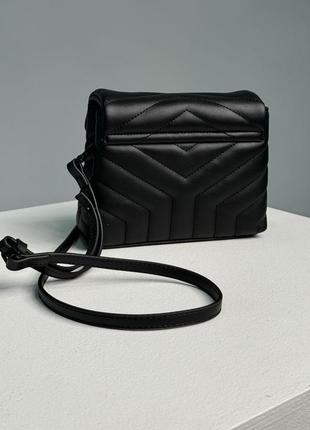 Брендована сумка женская фирмы saint laurent  черная кожа на два отделение лого черное матовое лоран2 фото