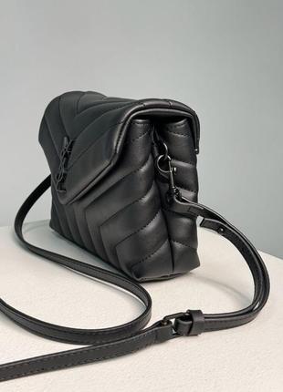 Брендована сумка женская фирмы saint laurent  черная кожа на два отделение лого черное матовое лоран6 фото