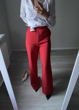 Шикарные красные брюки палаццо брюки