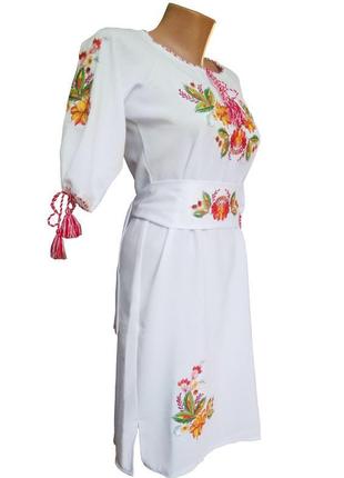 Вишите жіноче плаття в українському стилі з рукавом 3/4 «петри...2 фото