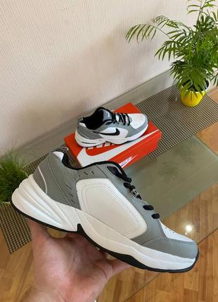 Кроссовки мужские nike air monarch (cеро-белые)2 фото