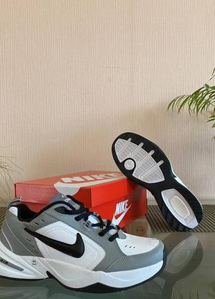 Кроссовки мужские nike air monarch (cеро-белые)