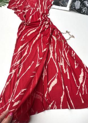 Довге плаття на запах у принт. трикотажне плаття з розрізом. довга літня сукня5 фото